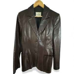 Trussardi Collection Brown Leather Women's Jacket Sz 42